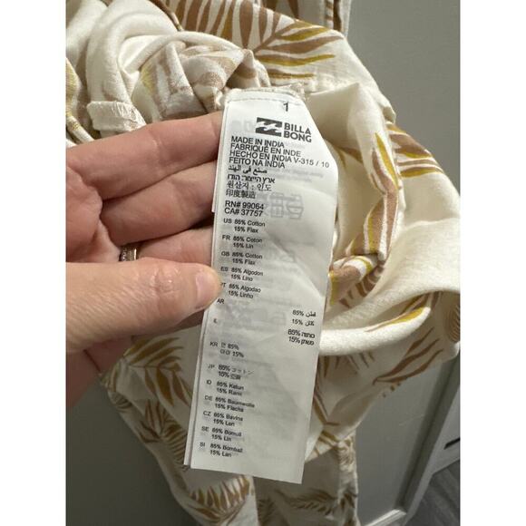 🔴Billabong x Sincerely Jules‎ Twist Flirt White Palm Print Tie-Front Jumpsuit - Picture 10 of 10